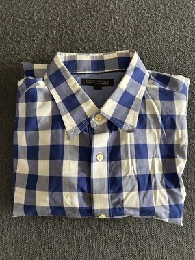 NEW Banana Republic Blue and White Gingham Button-Down Shirt